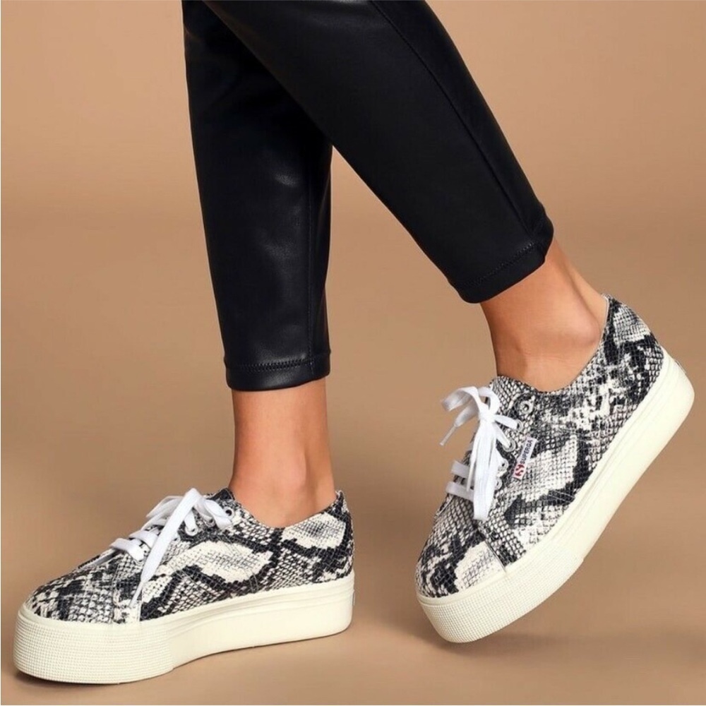 Superga Snake Print Platform Sneakers size 38 Euro/7.5 USA New without tags